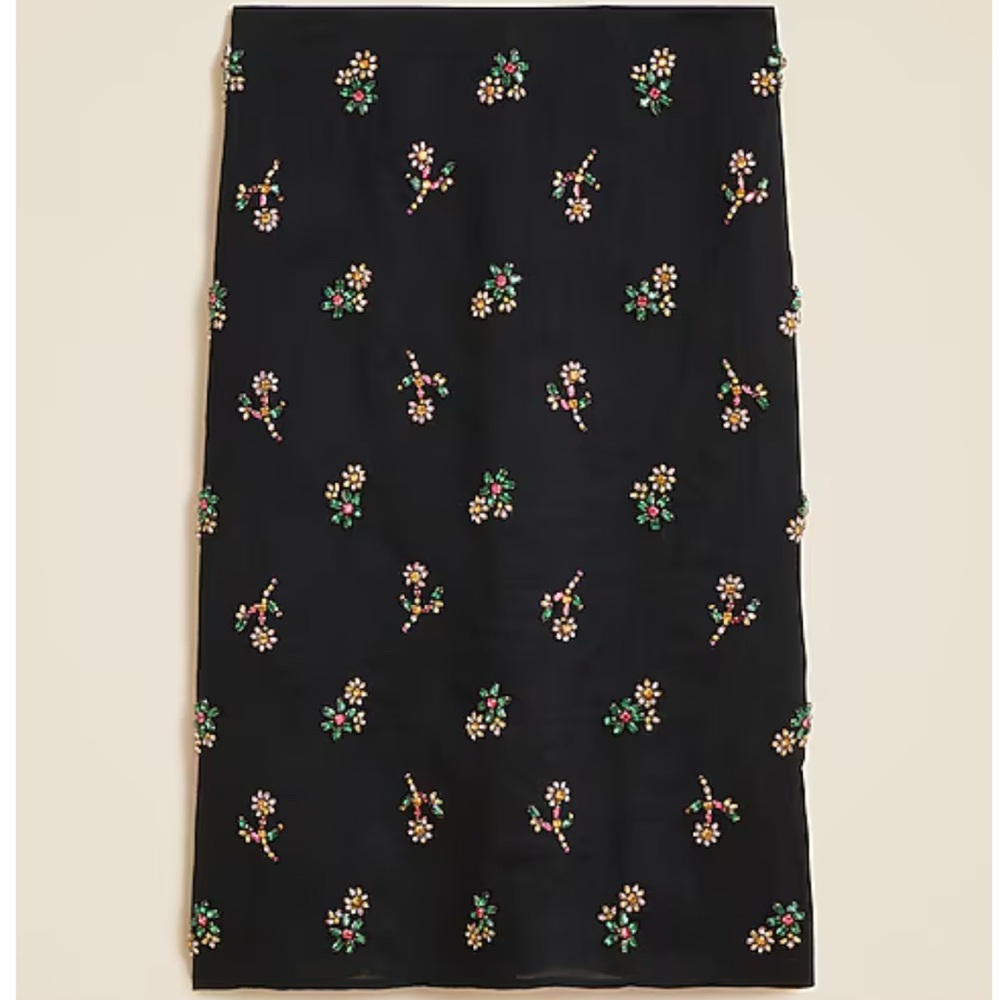 Jcrew Collection embellished knee-length skirt in ramie